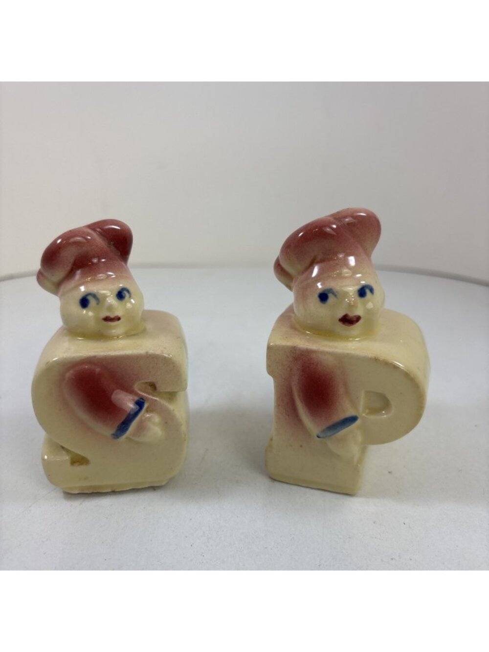 Vintage MCM Ceramic S & P Shawnee Chef Ceramic Salt and Pepper Shakers w Corks